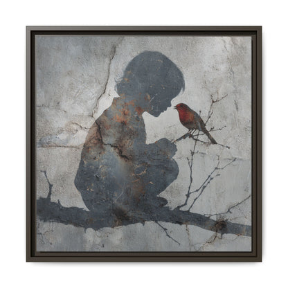 Child Silhouette Square Framed Canvas Wall Art
