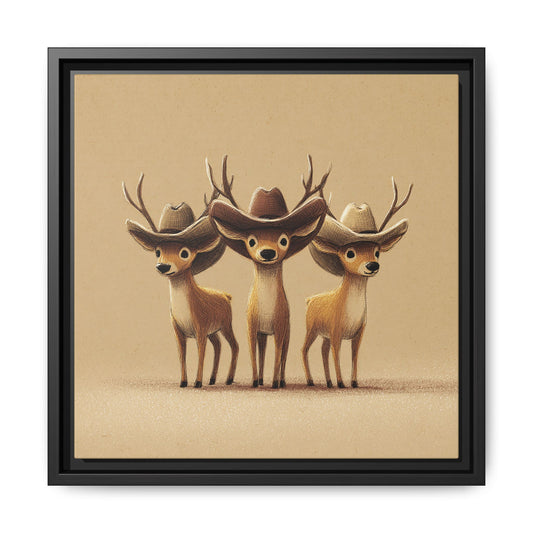 Cowboy Reindeers Christmas Framed Canvas Wall Art