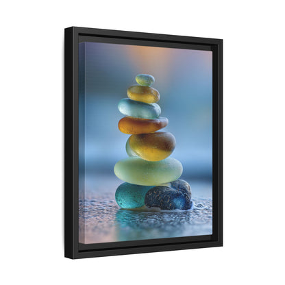 Calming Green Stones Framed Canvas Wall Art