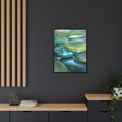 Abstract Green Stones Framed Canvas Wall Art