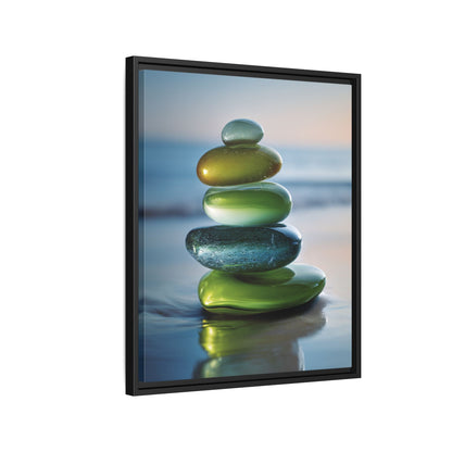 Calming Green Stones Framed Canvas Wall Art