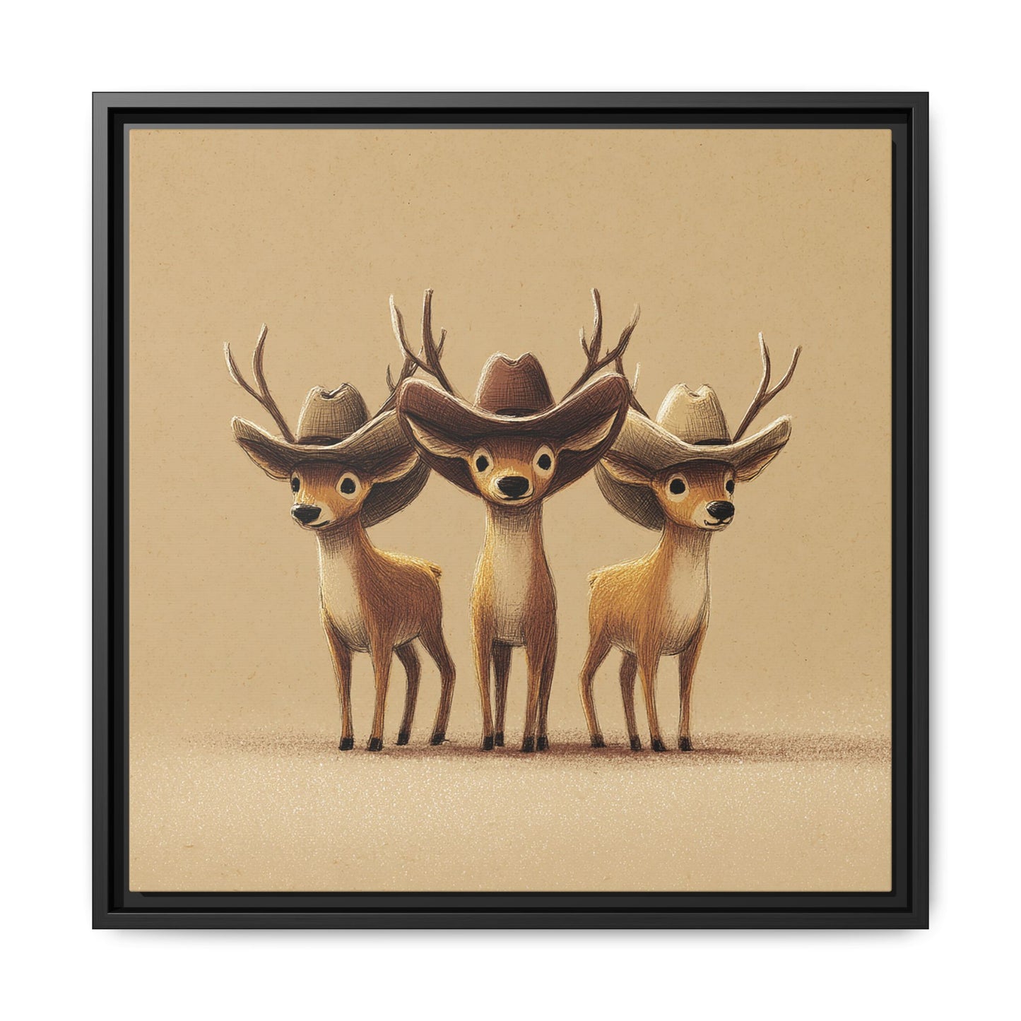 Cowboy Reindeers Christmas Framed Canvas Wall Art