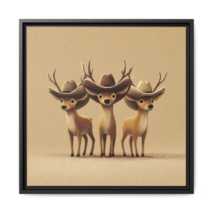 Cowboy Reindeers Christmas Framed Canvas Wall Art