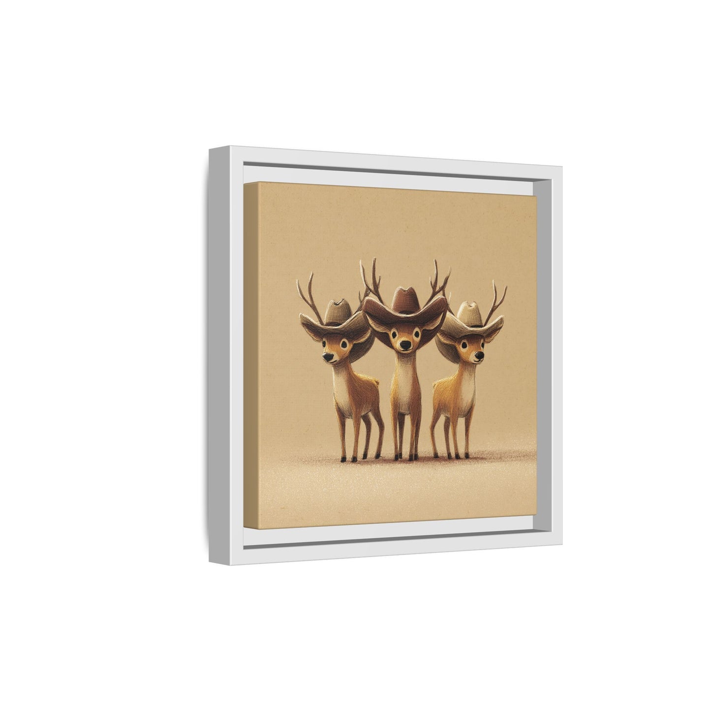 Cowboy Reindeers Christmas Framed Canvas Wall Art