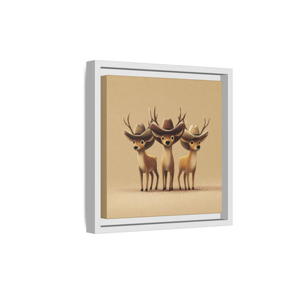 Cowboy Reindeers Christmas Framed Canvas Wall Art