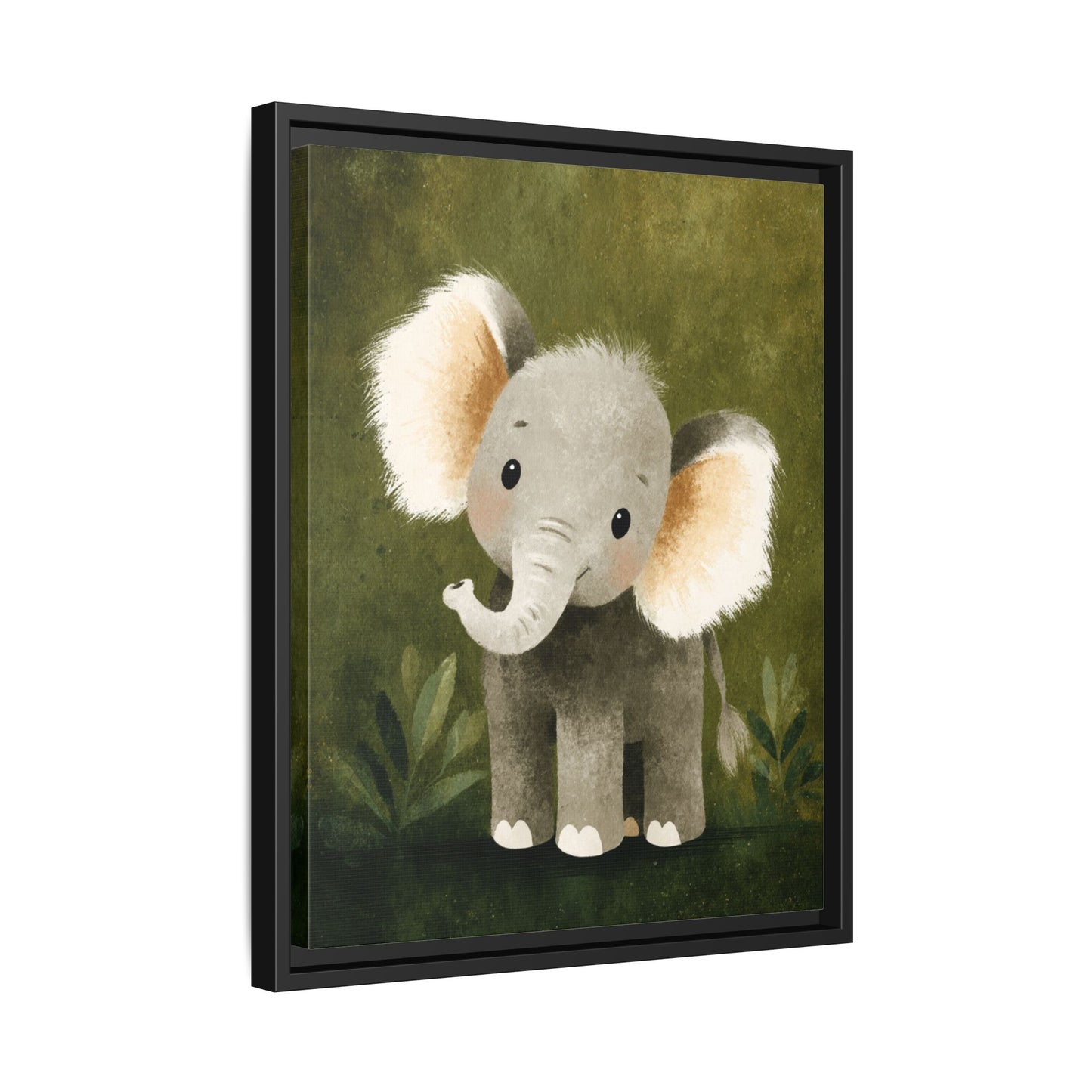 Baby Elephant Nursery Framed Canvas Wall Art