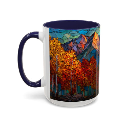 Autumn Mountain Stained Glass Effect Coffee Mug