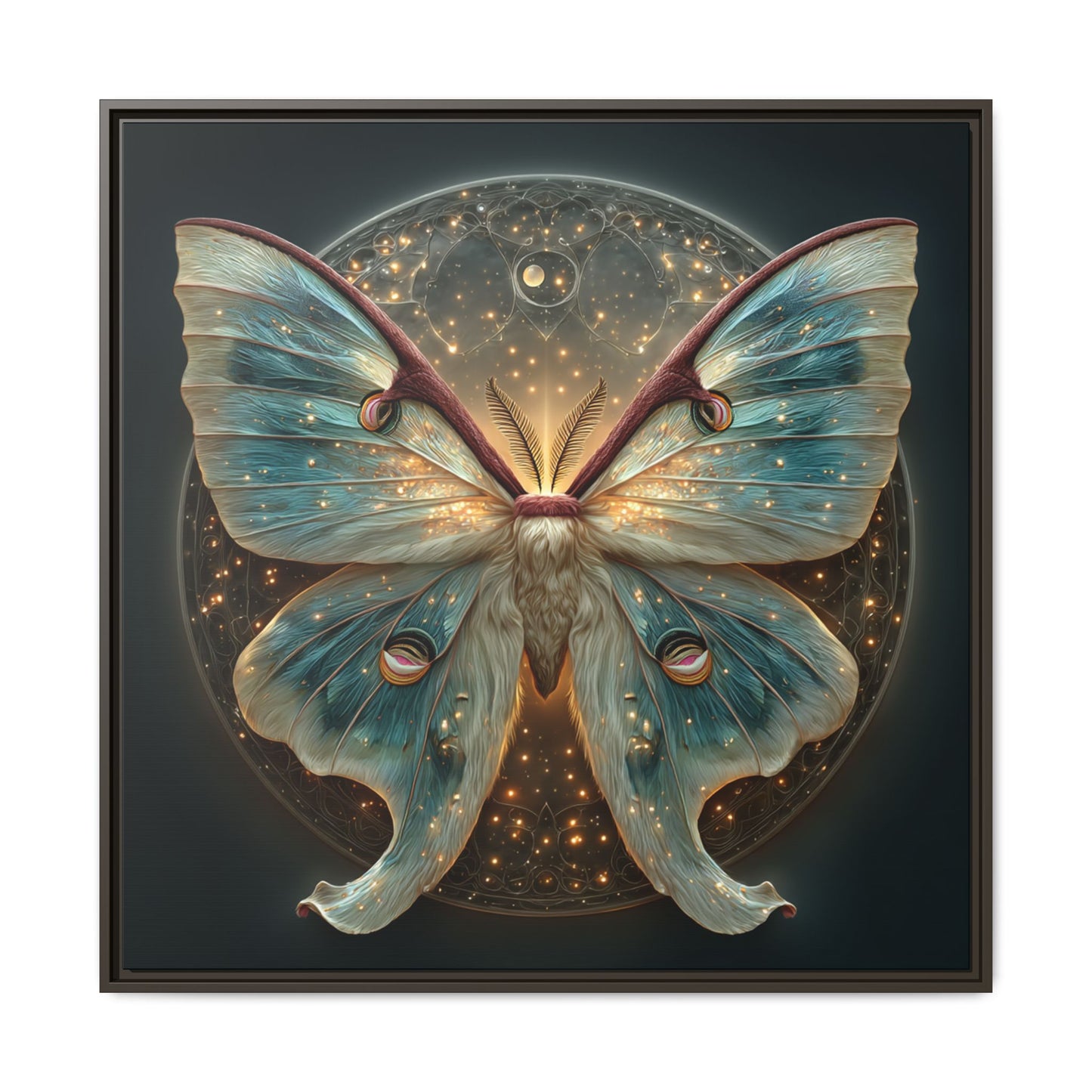 Luna Moth Square Framed Canvas Wall Art
