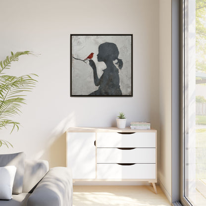 Child silhouette Square Framed Canvas Wall Art