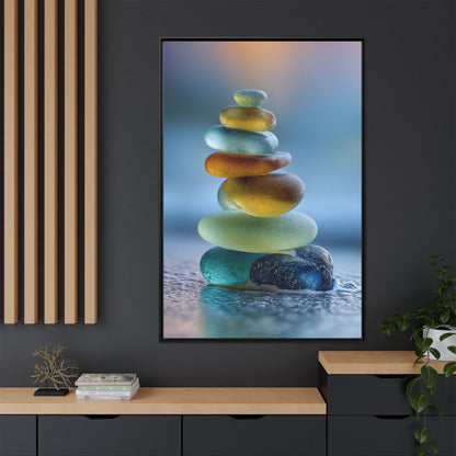 Calming Green Stones Framed Canvas Wall Art