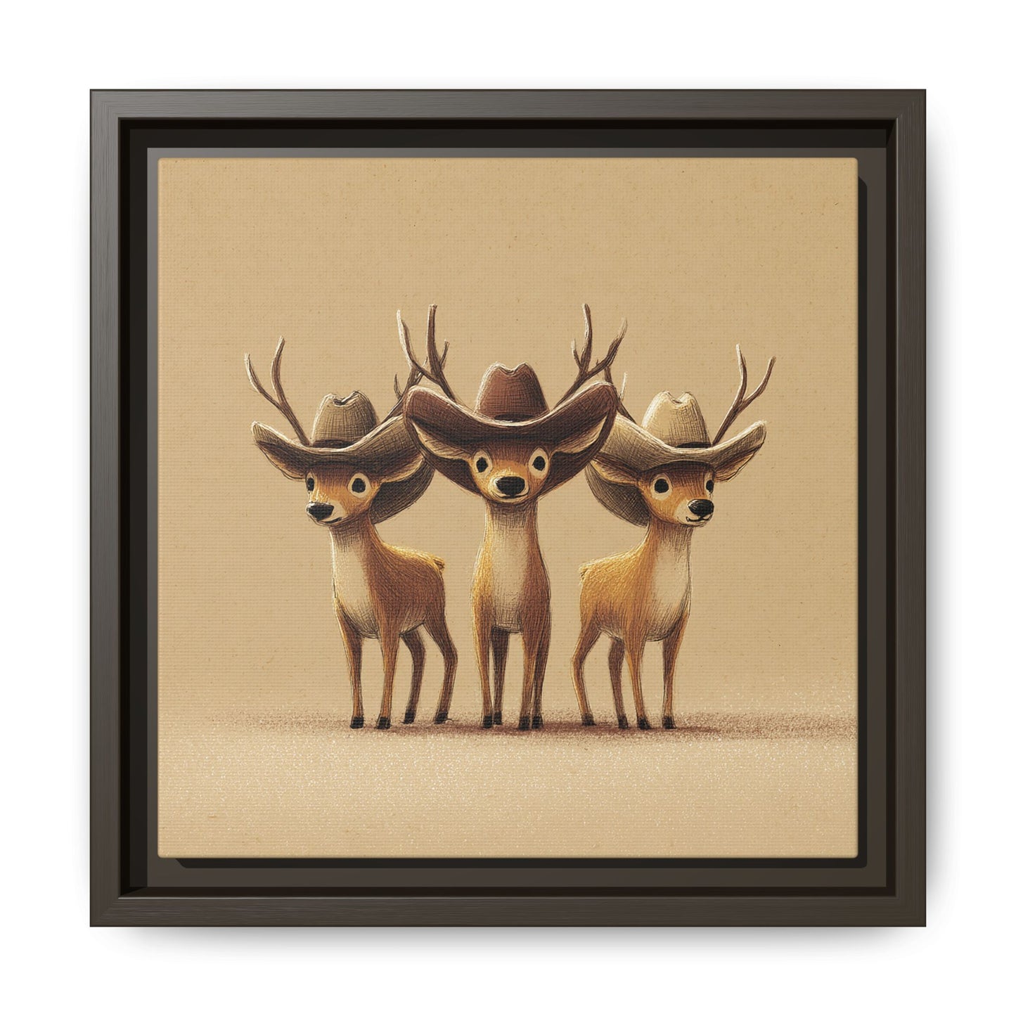 Cowboy Reindeers Christmas Framed Canvas Wall Art