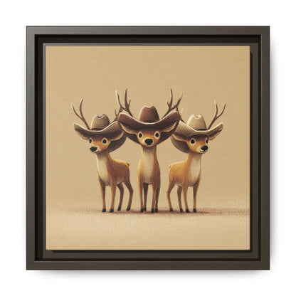 Cowboy Reindeers Christmas Framed Canvas Wall Art