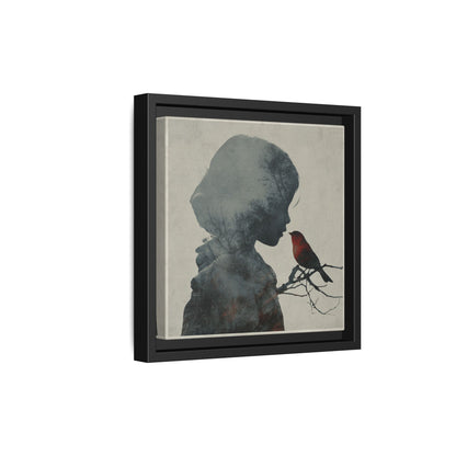 Child Silhouette Square Framed Canvas Wall Art