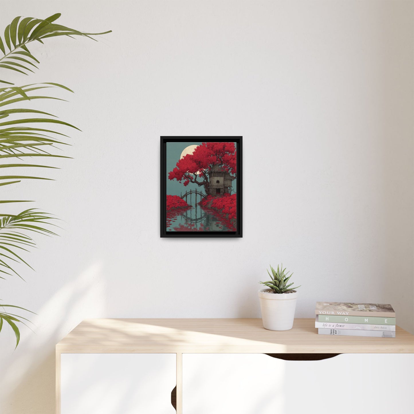Red Tree Japandi Art Framed Canvas Wall Art