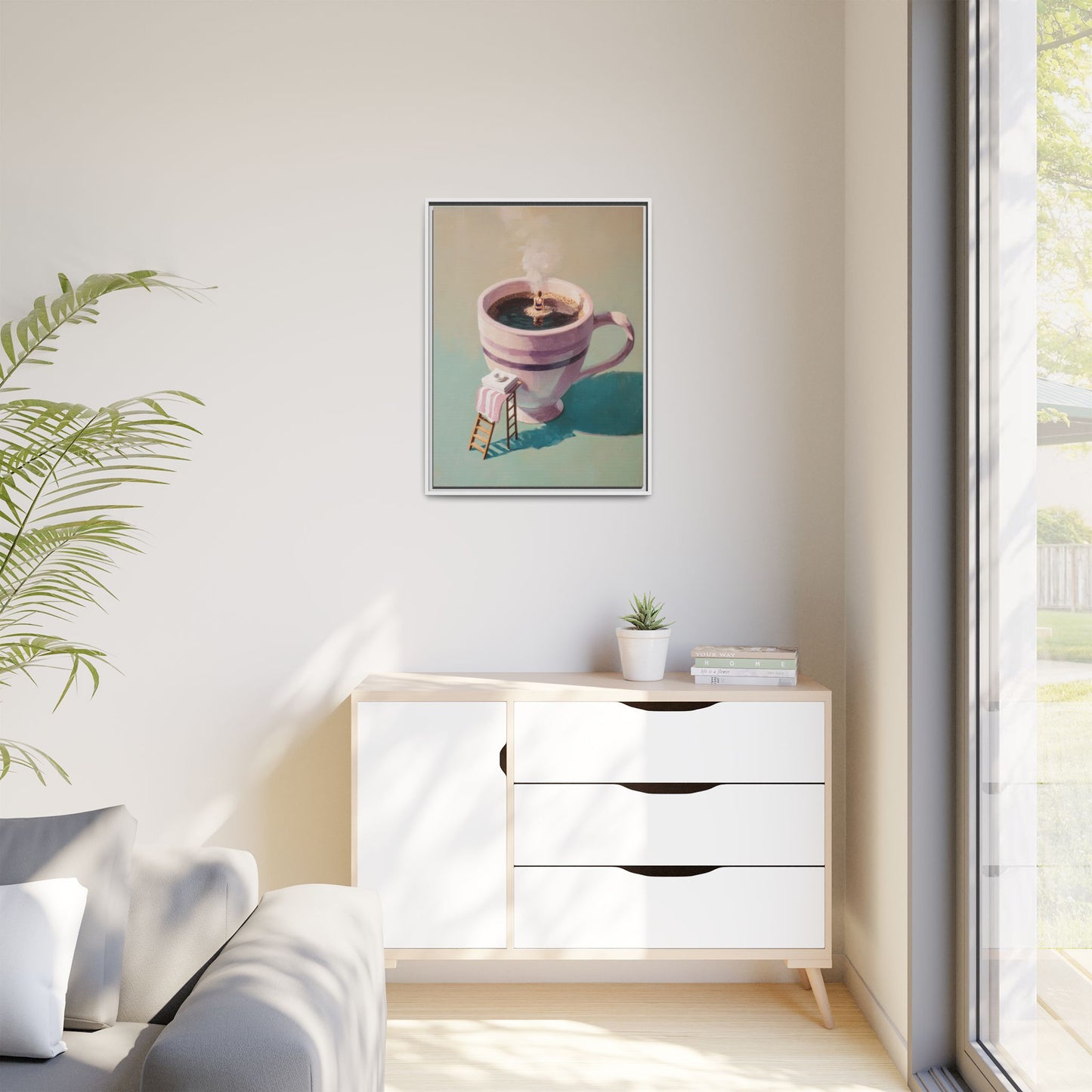 Funny Coffee Lover Framed Canvas Wall Art