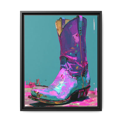 Retro Western Themed Framed Canvas Wall Art