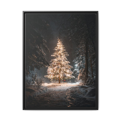 Bright Christmas Tree Framed Canvas Wall Art