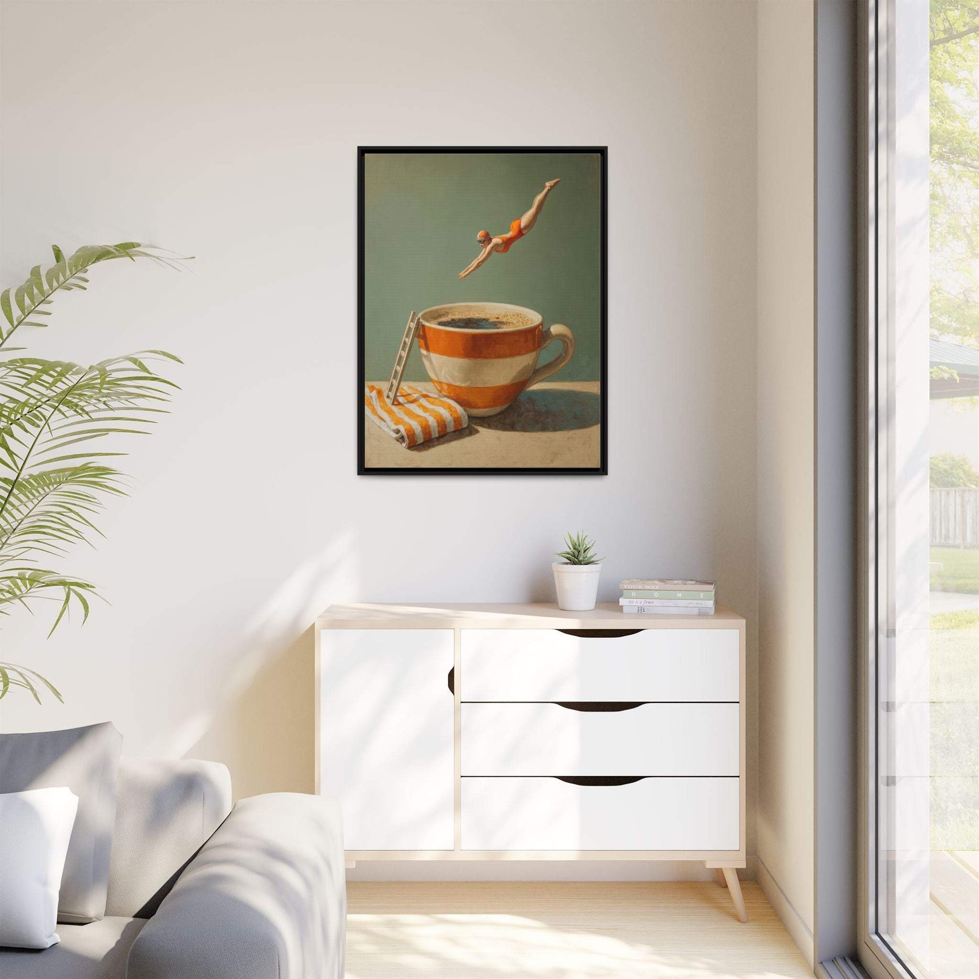 Retro Coffee Lover Framed Canvas