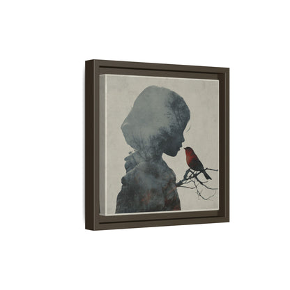 Child Silhouette Square Framed Canvas Wall Art