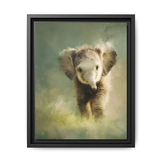 Baby Elephant Nursery Framed Canvas Wall Art