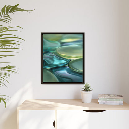 Abstract Green Stones Framed Canvas Wall Art