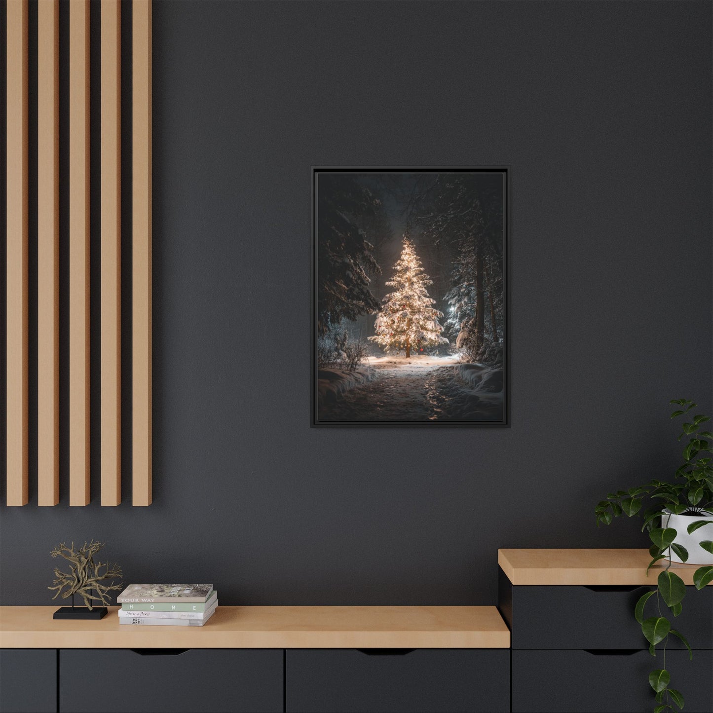 Bright Christmas Tree Framed Canvas Wall Art