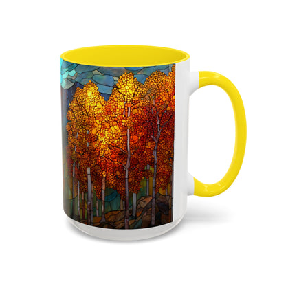 Autumn Mountain Stained Glass Effect Coffee Mug