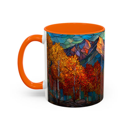 Autumn Mountain Stained Glass Effect Coffee Mug