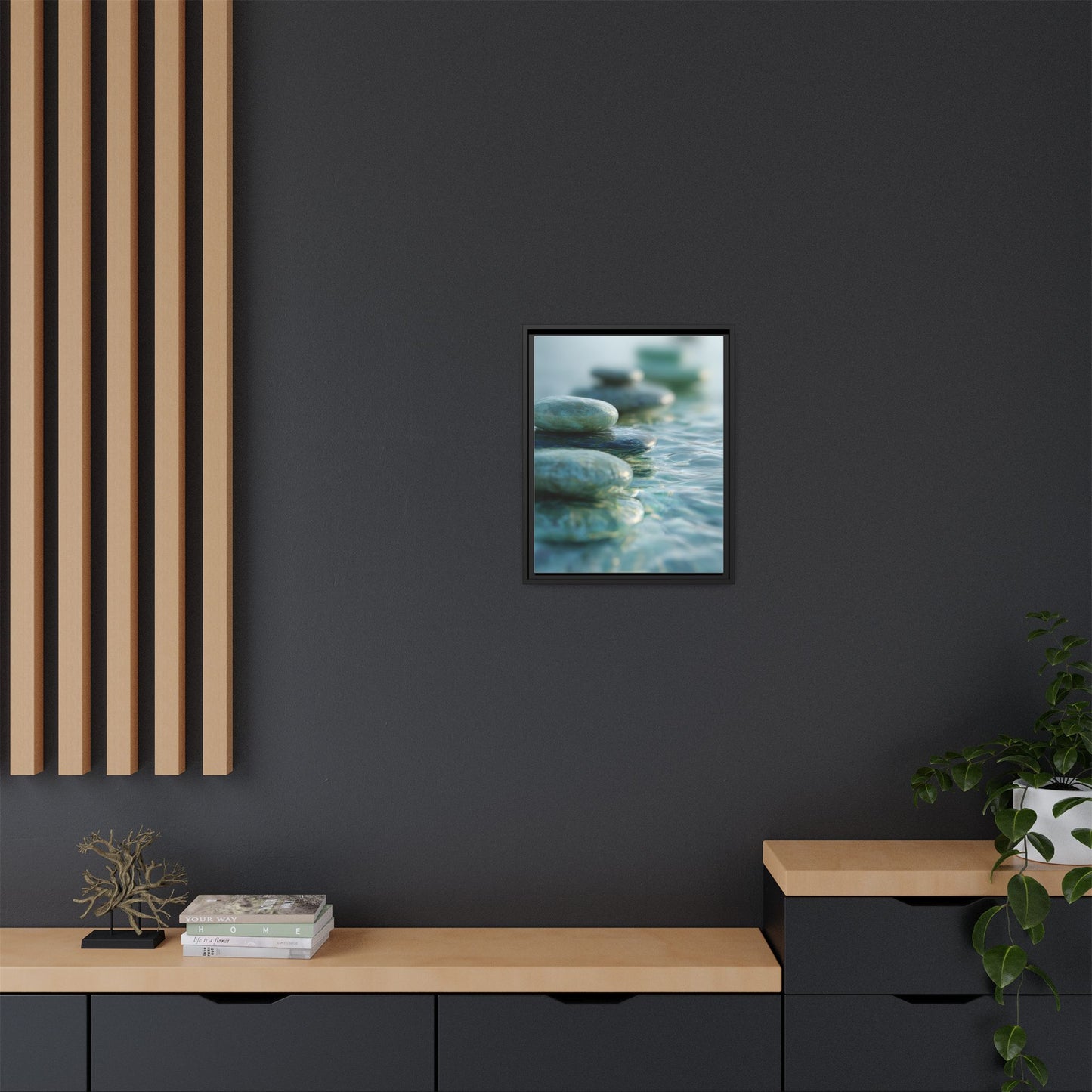 Stone Framed Canvas Wall Art- Zen Wall Decor