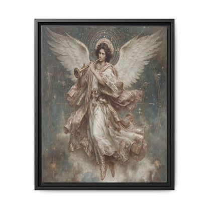 Archangel Playing Trumpet Framed Canvas Wall Art