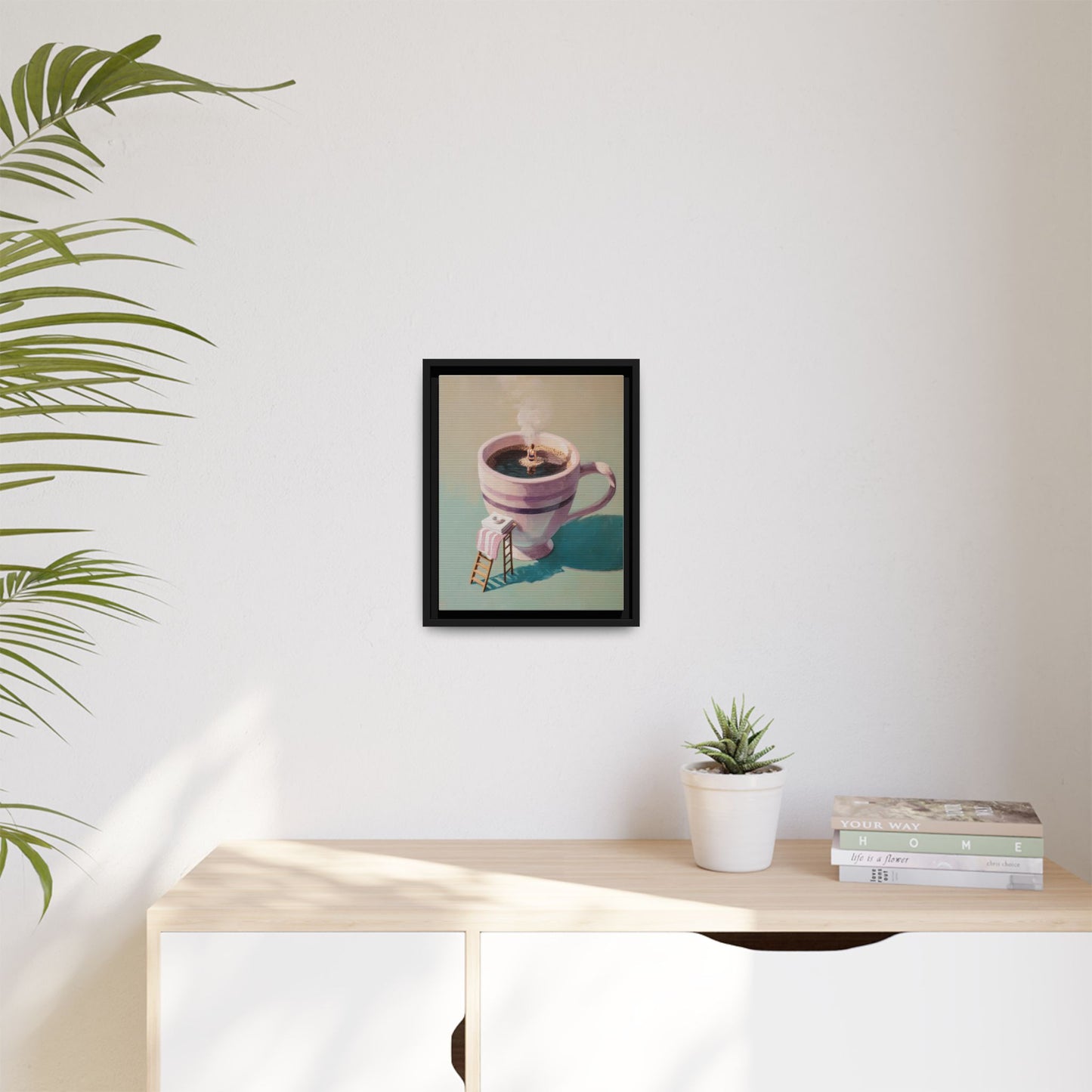 Funny Coffee Lover Framed Canvas Wall Art