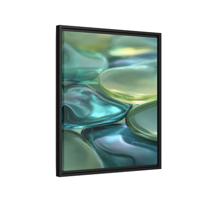 Abstract Green Stones Framed Canvas Wall Art