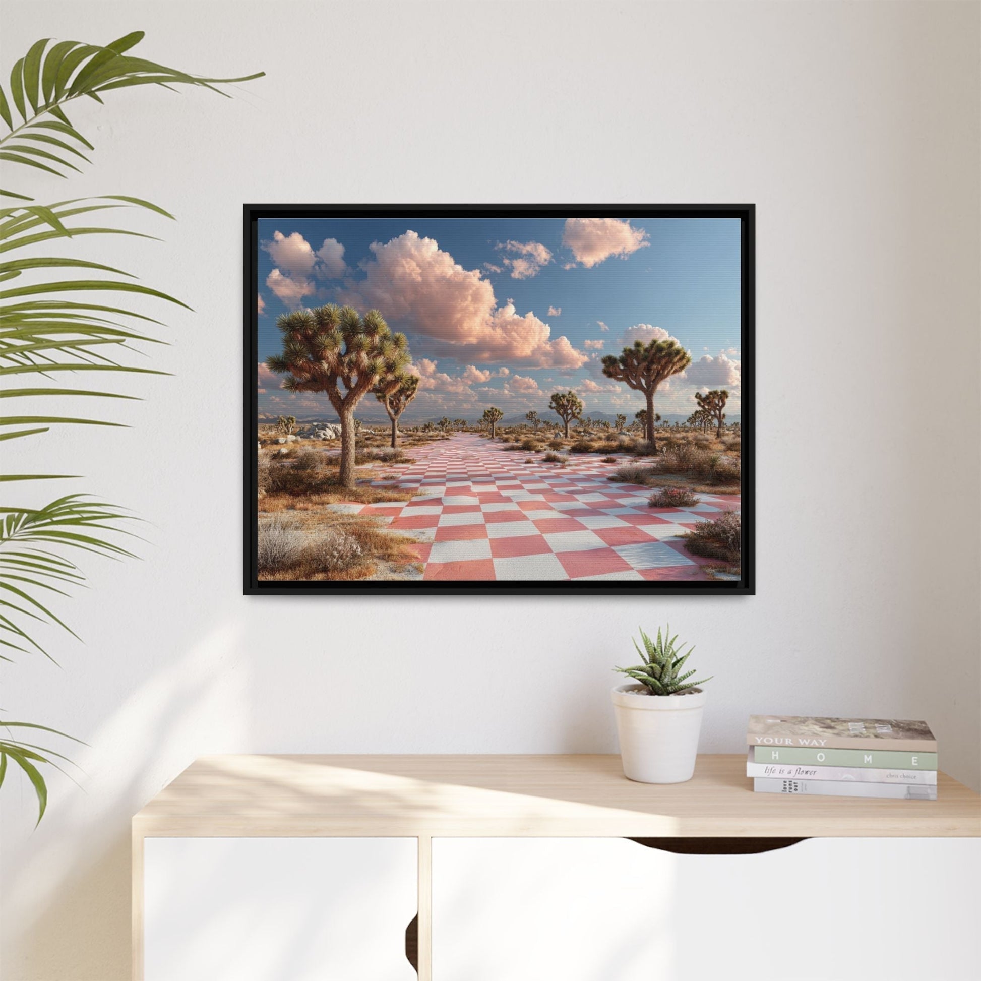 Checkered Desert Framed Canvas Wall Art
