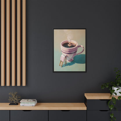 Funny Coffee Lover Framed Canvas Wall Art