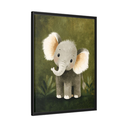 Baby Elephant Nursery Framed Canvas Wall Art
