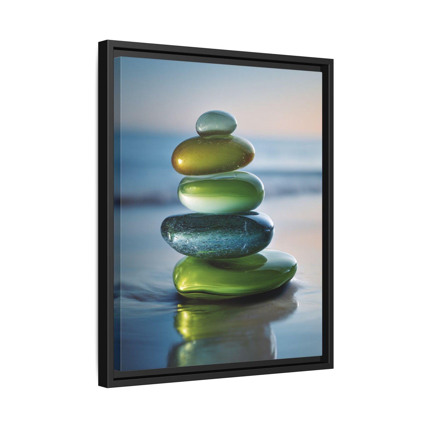 Calming Green Stones Framed Canvas Wall Art