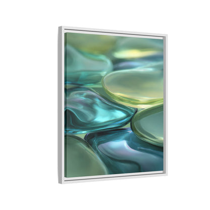 Abstract Green Stones Framed Canvas Wall Art