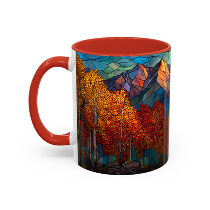 Autumn Mountain Stained Glass Effect Coffee Mug