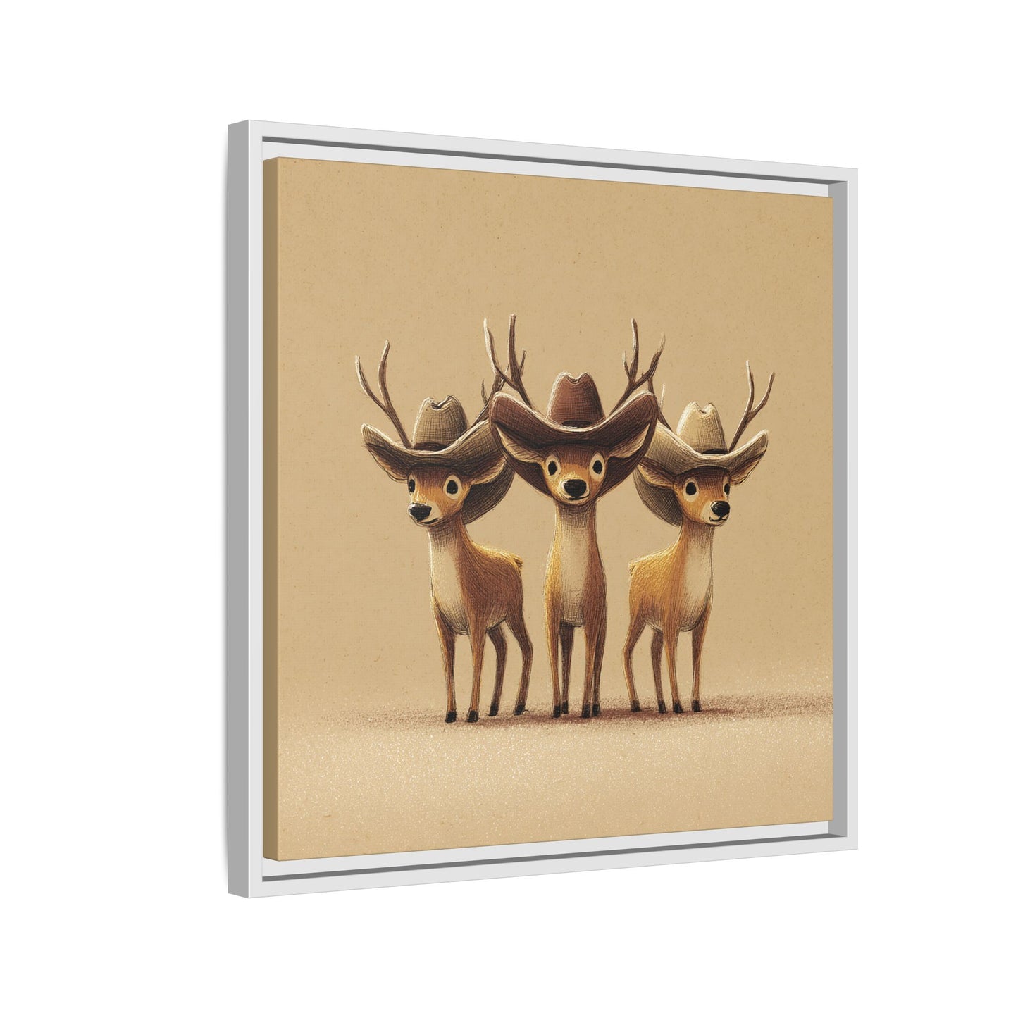 Cowboy Reindeers Christmas Framed Canvas Wall Art