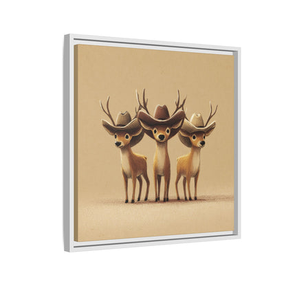 Cowboy Reindeers Christmas Framed Canvas Wall Art