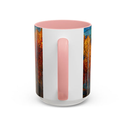 Autumn Mountain Stained Glass Effect Coffee Mug