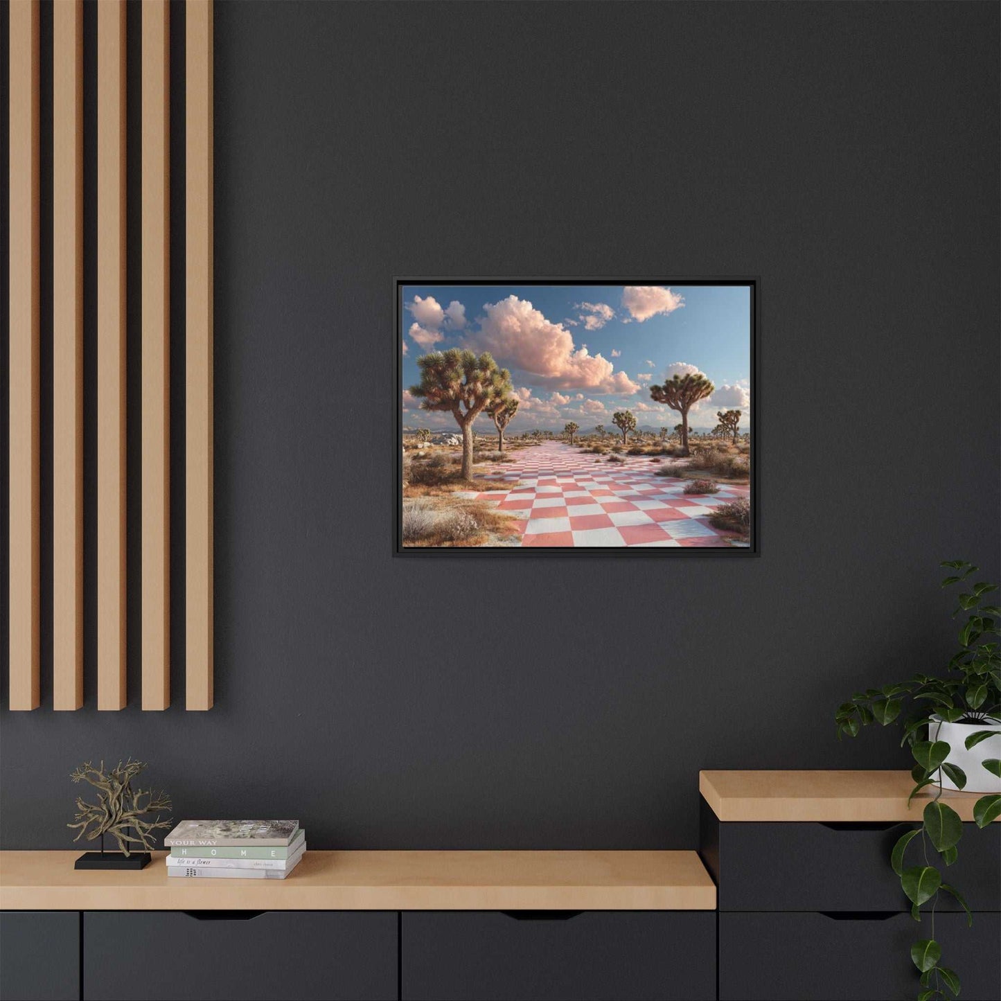 Checkered Desert Framed Canvas Wall Art