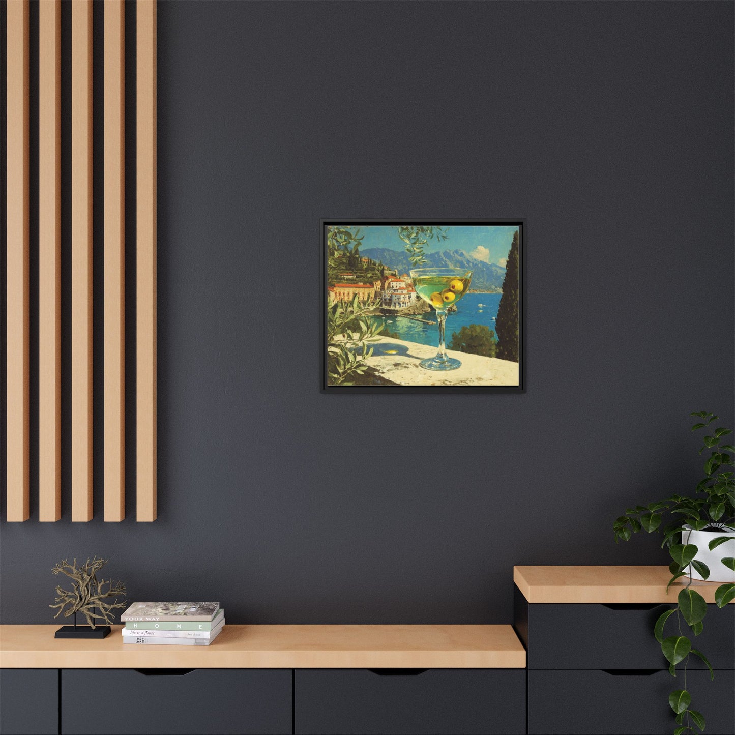 Martini Glass Framed Canvas Wall Art