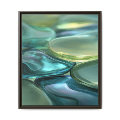 Abstract Green Stones Framed Canvas Wall Art