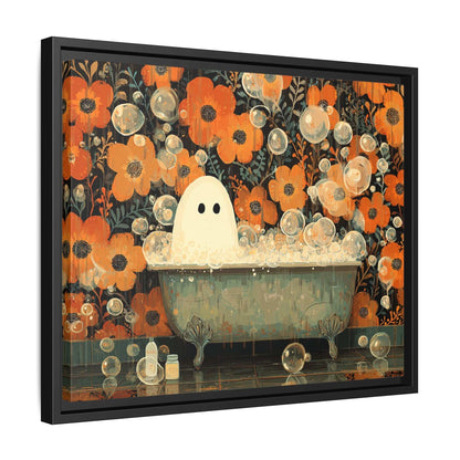 Ghost on Tub Framed Canvas Wall Art