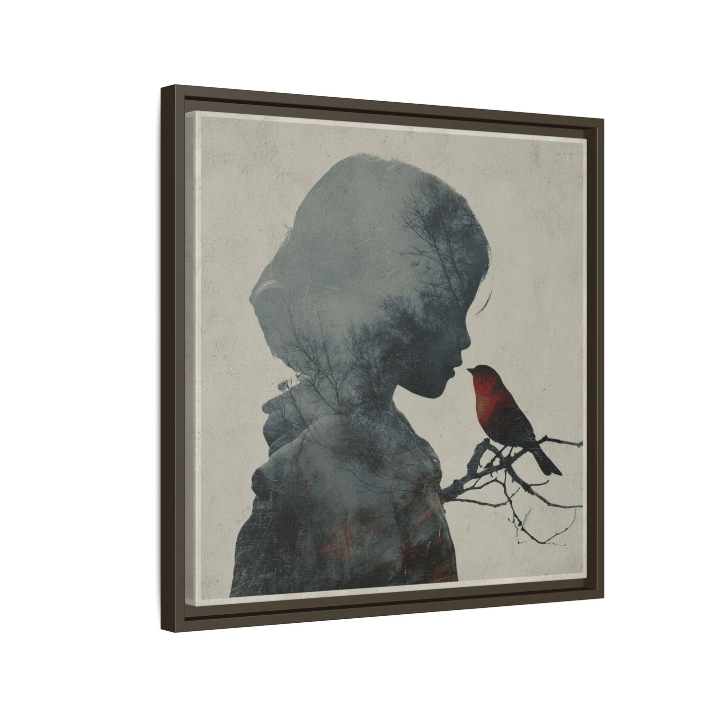 Child Silhouette Square Framed Canvas Wall Art