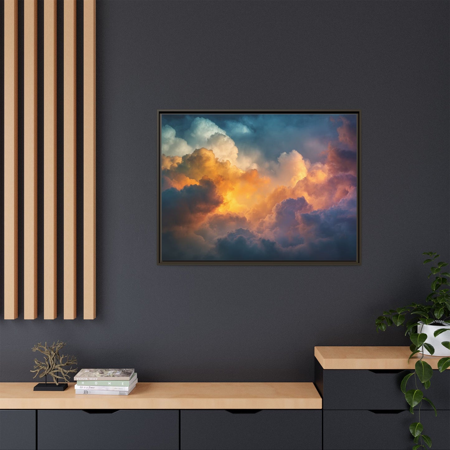 Calming Sky Cloud Framed Canvas Wall Art
