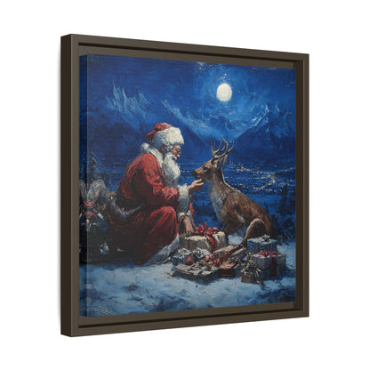 Dramatic Santa Claus Reindeer Christmas Framed Canvas Wall Art