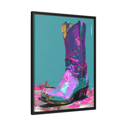 Retro Western Themed Framed Canvas Wall Art