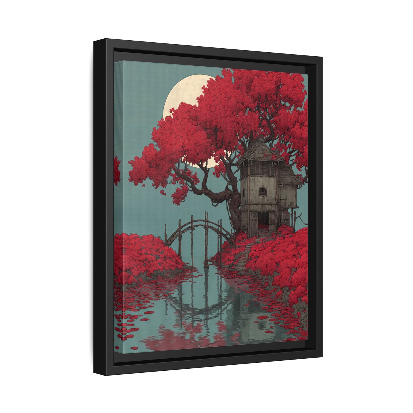 Red Tree Japandi Art Framed Canvas Wall Art